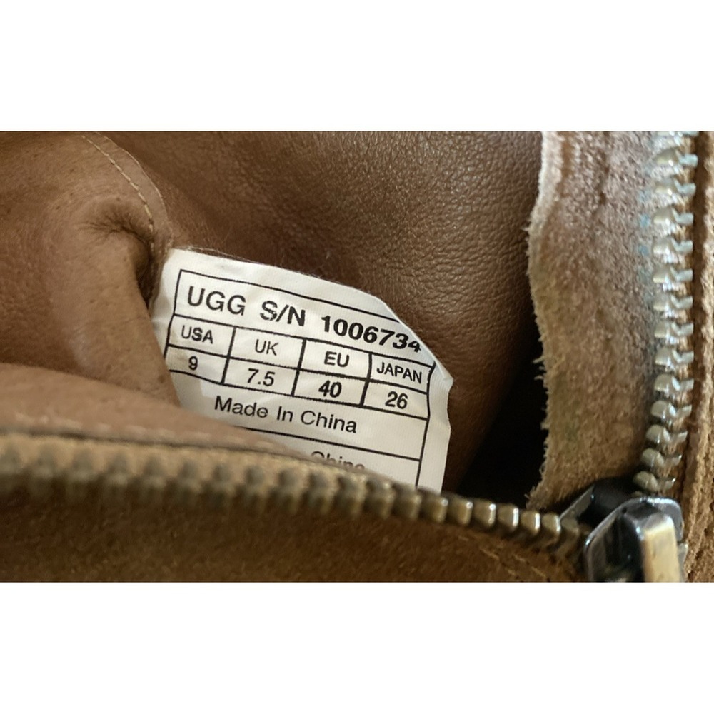 Ugg Alexandra Brown Chestnut Suede Wedge Ankle Boots Zip Booties Size 9 Sherpa - Picture 11 of 12